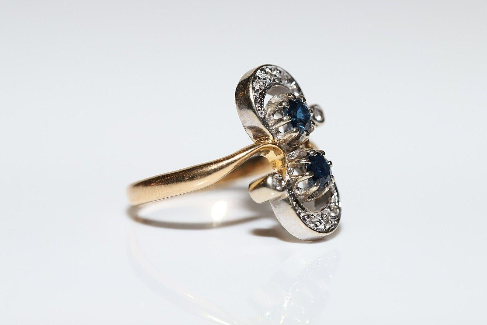 Bague ancienne des années 1900 en or 18 carats décorée de diamants naturels et de saphirs Pour femmes en vente