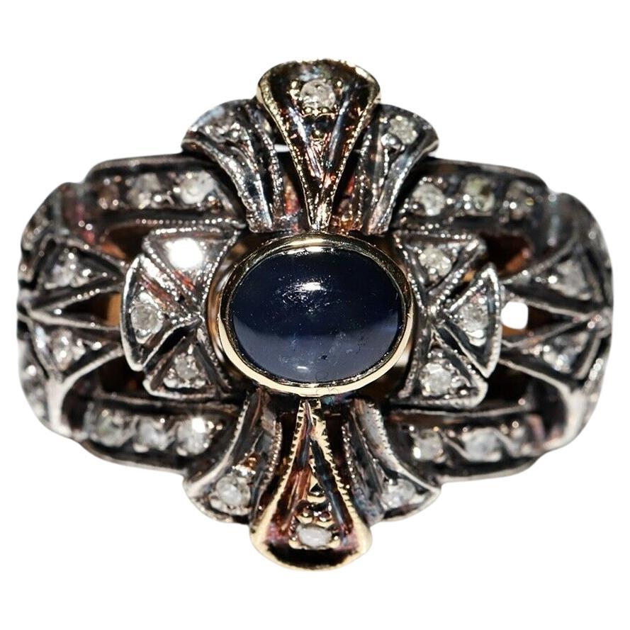 Antique Circa 1900s 18k Gold Natural Diamond And Sapphire Decorated Ring  For Sale