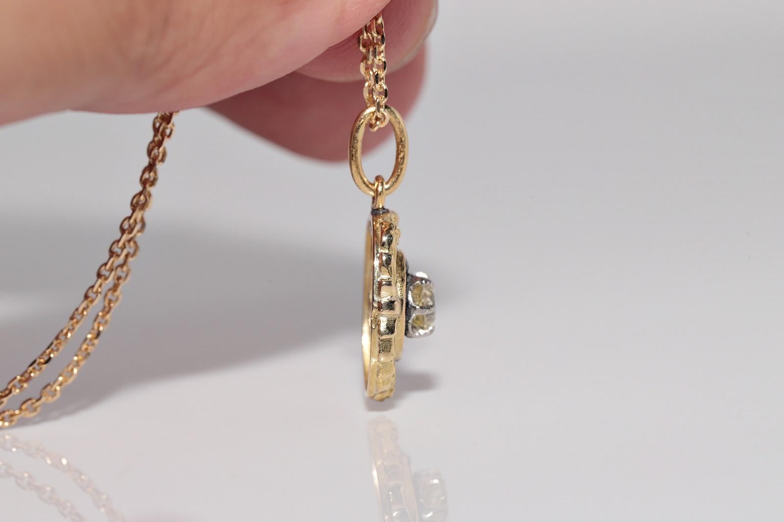 Collana con ciondolo in oro 18 carati con diamanti naturali e zaffiri, antica CIRCA 1900 in vendita 4