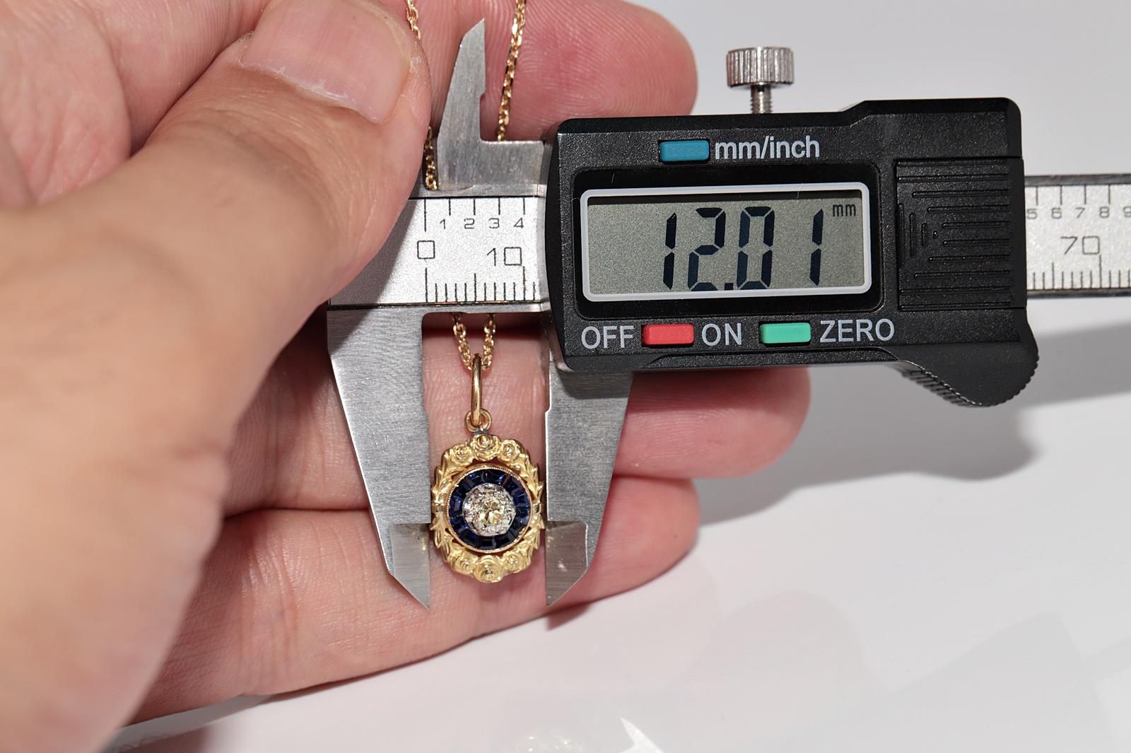 Collana con ciondolo in oro 18 carati con diamanti naturali e zaffiri, antica CIRCA 1900 in vendita 6