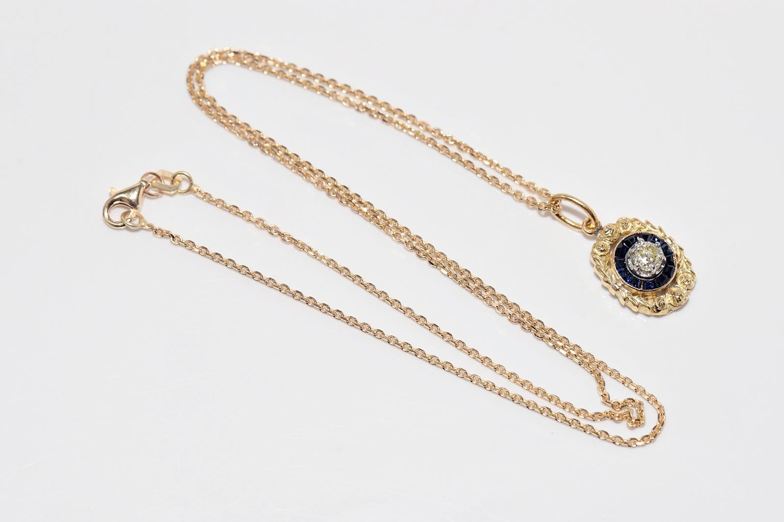 Collana con ciondolo in oro 18 carati con diamanti naturali e zaffiri, antica CIRCA 1900 in vendita 10