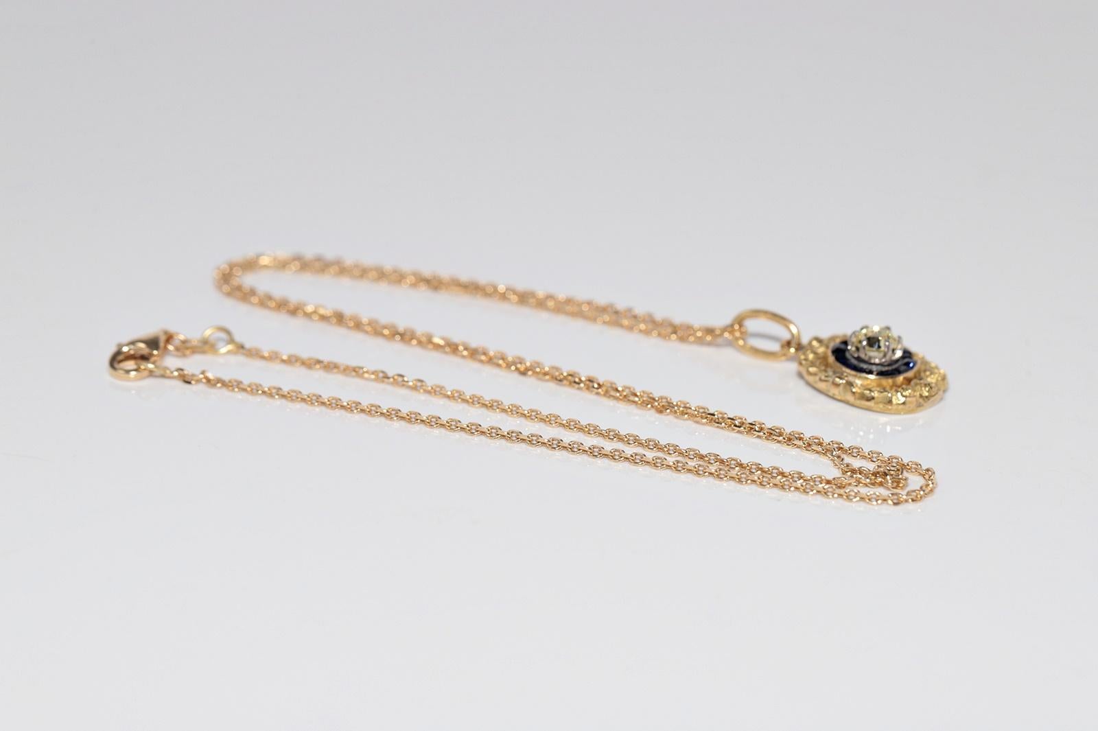 Collana con ciondolo in oro 18 carati con diamanti naturali e zaffiri, antica CIRCA 1900 in vendita 11