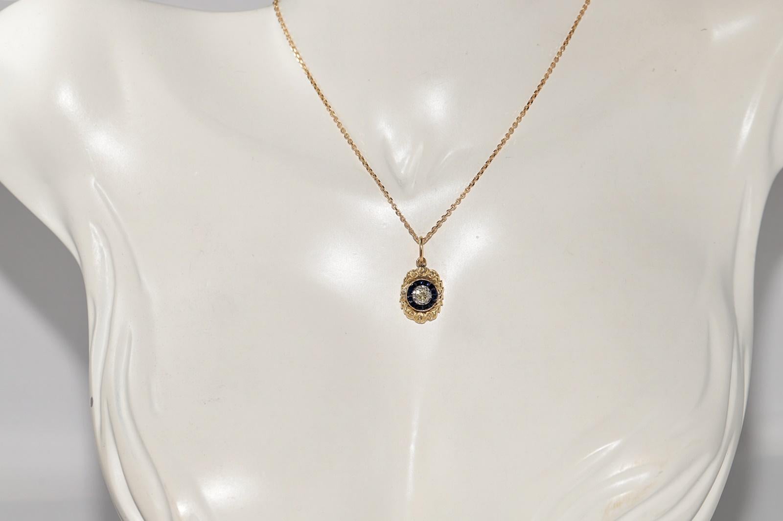 Vittoriano Collana con ciondolo in oro 18 carati con diamanti naturali e zaffiri, antica CIRCA 1900 in vendita