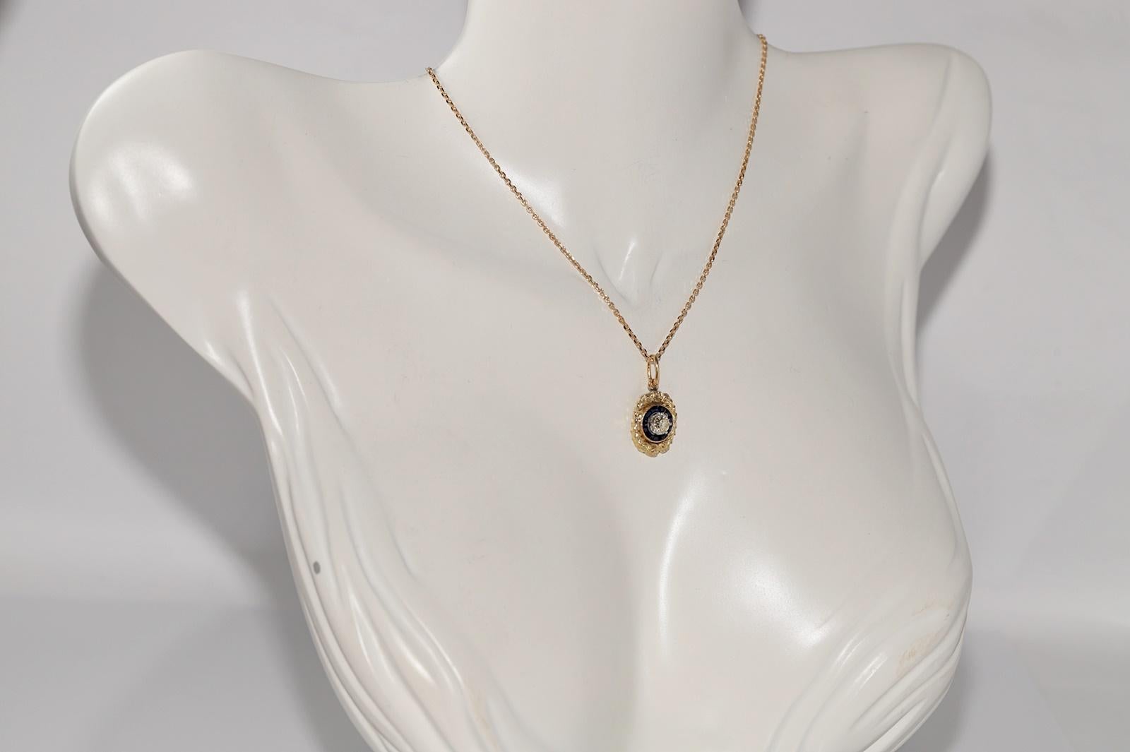 Collana con ciondolo in oro 18 carati con diamanti naturali e zaffiri, antica CIRCA 1900 In condizioni buone in vendita a Fatih/İstanbul, 34