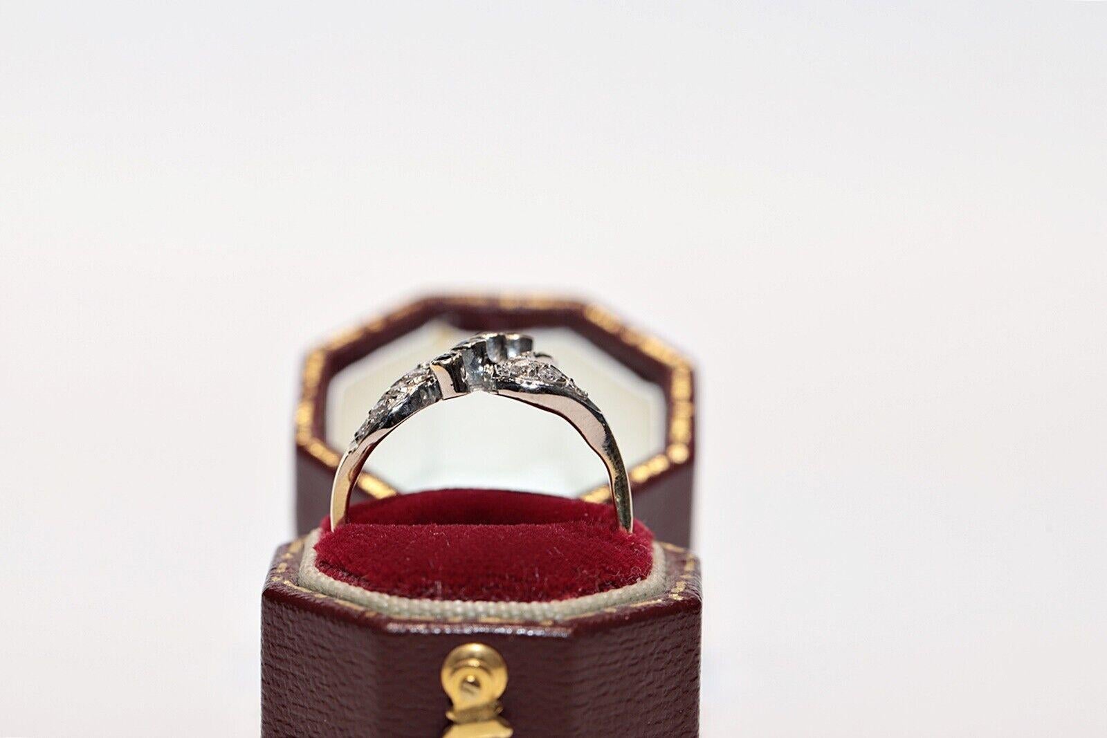 Antike CIRCA 1900s  Ring aus 18 Karat Gold mit natürlichem Diamant und Saphir  im Angebot 6