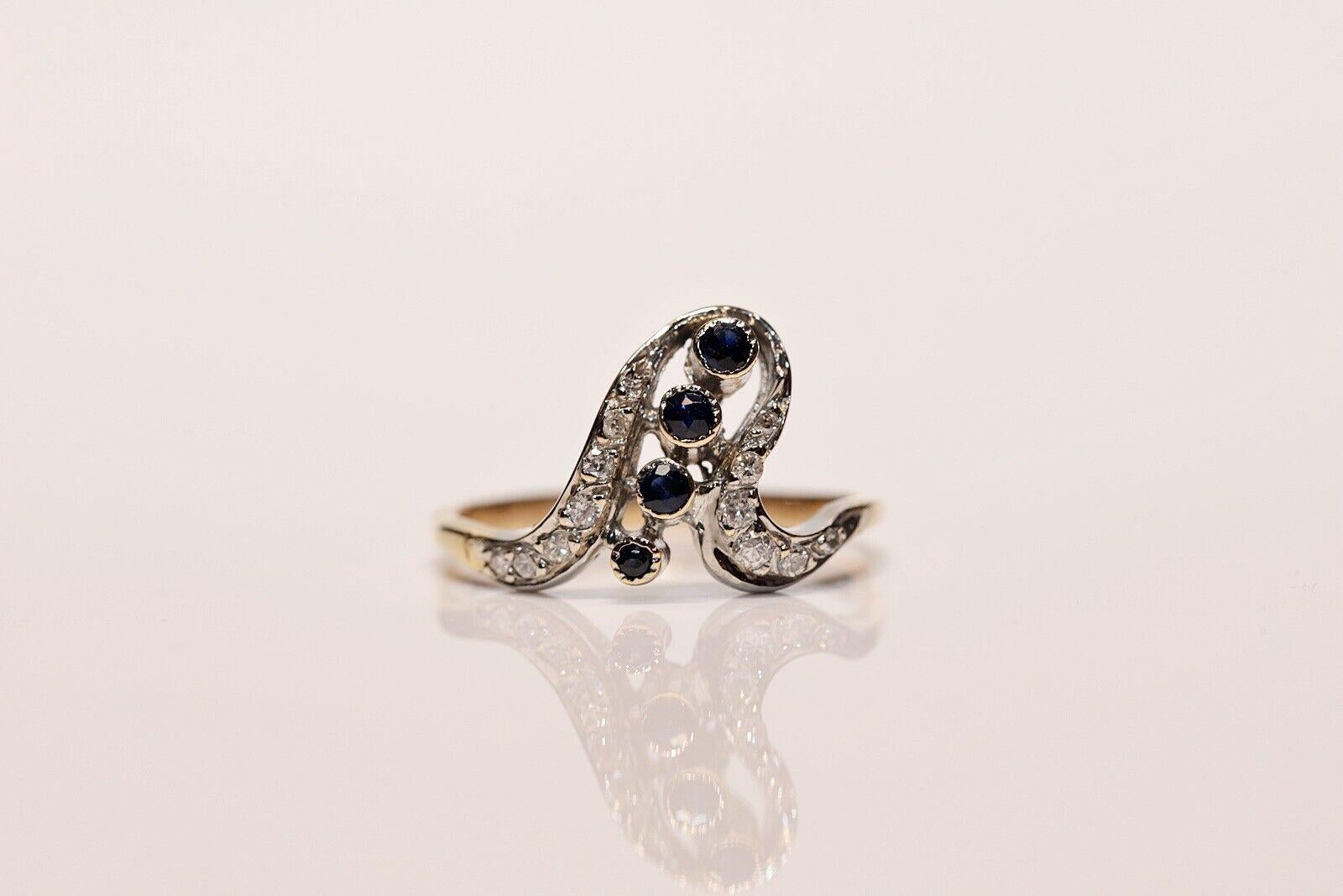 Antique Circa 1900s  18k Gold Natural Diamond And Sapphire Ring  For Sale 7