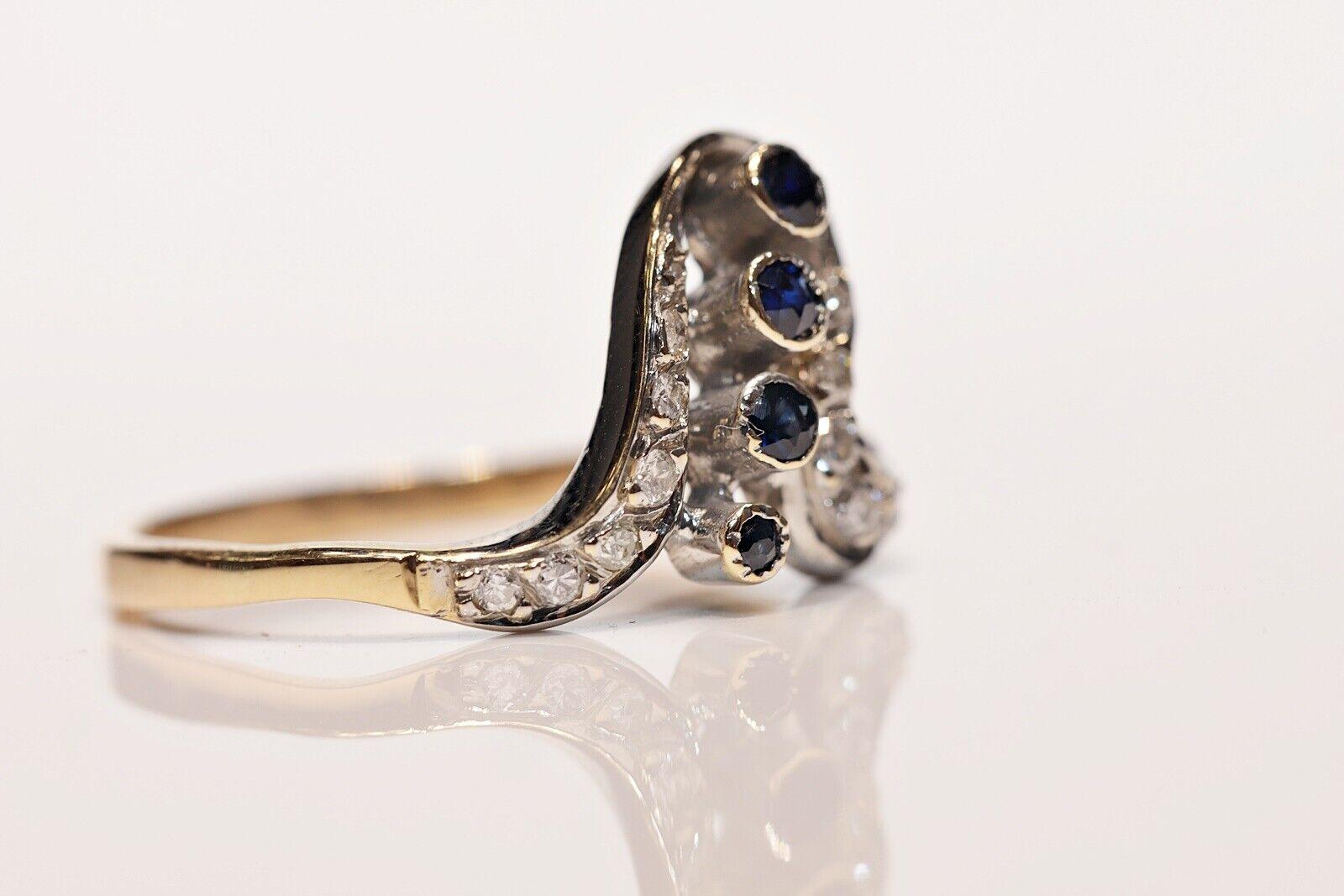 Victorian Antique Circa 1900s  18k Gold Natural Diamond And Sapphire Ring  For Sale