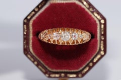 Antique Circa 1900s 18k Gold Natural Diamond Decorated Band Ring