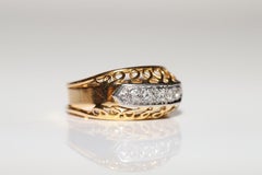Antique Circa 1900s 18k Gold Natural Diamond Decorated Band Ring