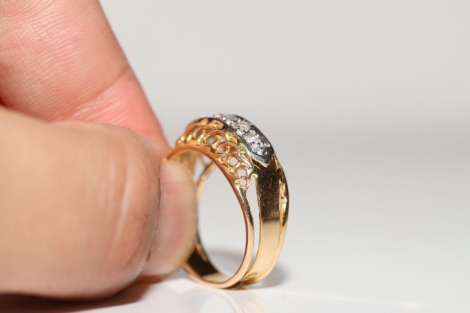 Antiker Ring aus 18 Karat Gold mit natürlichem Diamanten, um 1900er Jahre, dekoriert (Brillantschliff) im Angebot