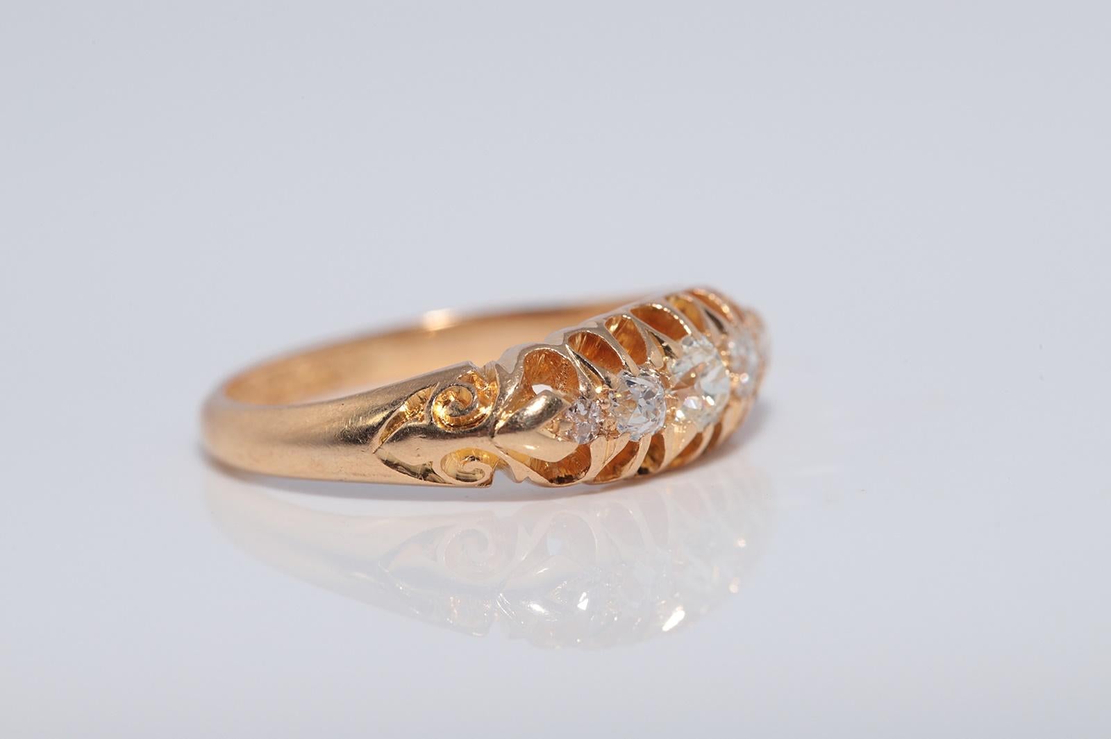 Anneau ancien des années 1900 en or 18 carats décoré de diamants naturels Bon état - En vente à Fatih/İstanbul, 34