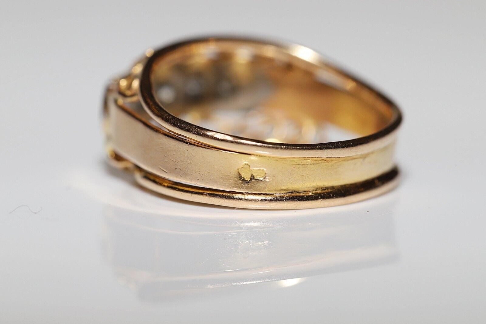 Antiker Ring aus 18 Karat Gold mit natürlichem Diamanten, um 1900er Jahre, dekoriert im Angebot 2