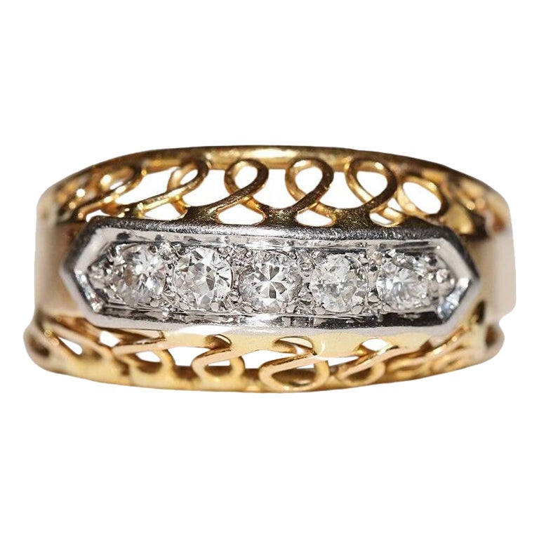 Antiker Ring aus 18 Karat Gold mit natürlichem Diamanten, um 1900er Jahre, dekoriert