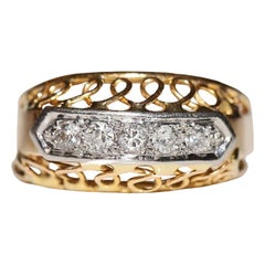 Antiker Ring aus 18 Karat Gold mit natürlichem Diamanten, um 1900er Jahre, dekoriert