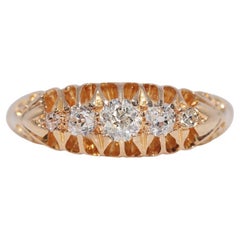 Antique Circa 1900s 18k Gold Natural Diamond Decorated Band Ring