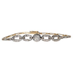 Bracelet ancien des années 1900 en or 18 carats décoré de diamants naturels