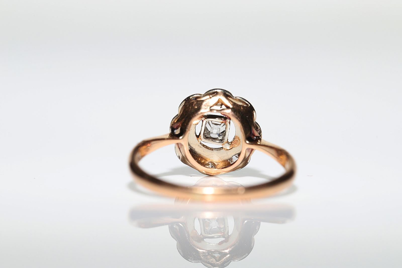 Antique Circa 1900s 18k Gold Natural Diamond Decorated Cocktail Ring  For Sale 4