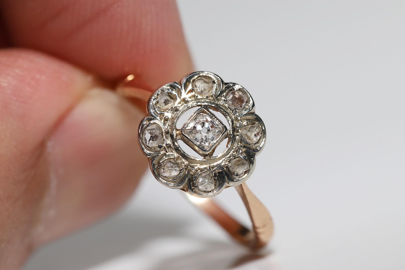 Antique Circa 1900s 18k Gold Natural Diamond Decorated Cocktail Ring  For Sale 7