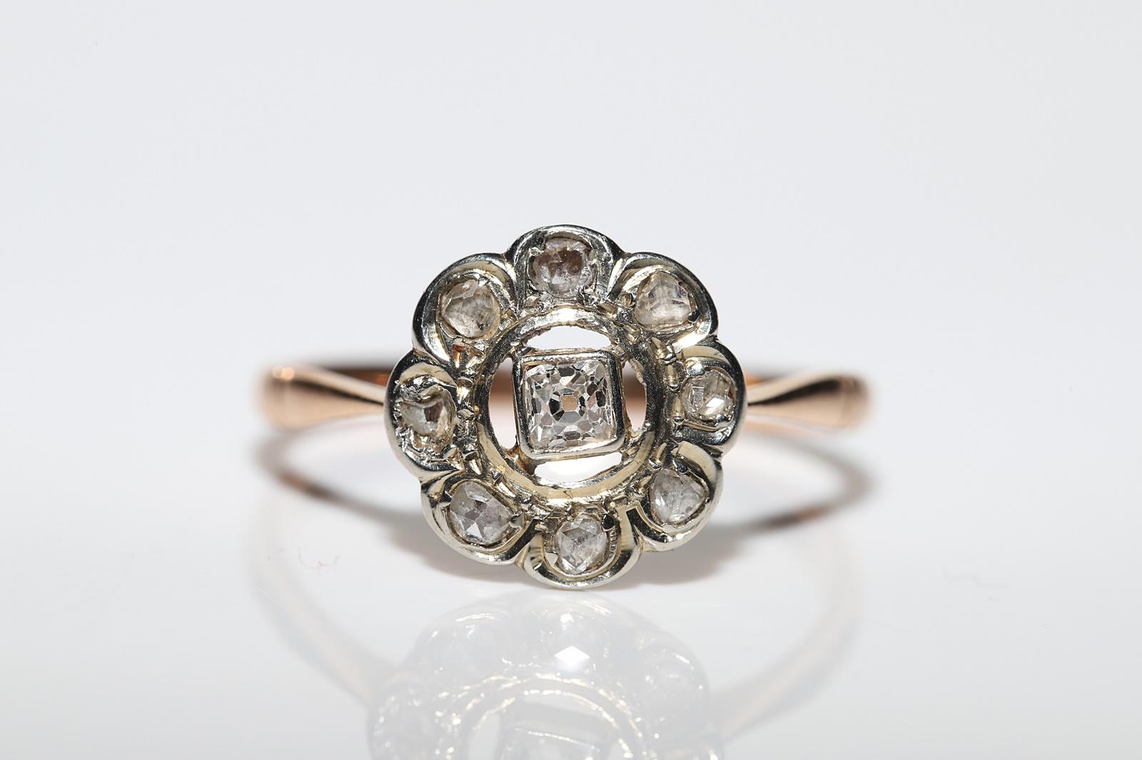 Women's Antique Circa 1900s 18k Gold Natural Diamond Decorated Cocktail Ring  For Sale
