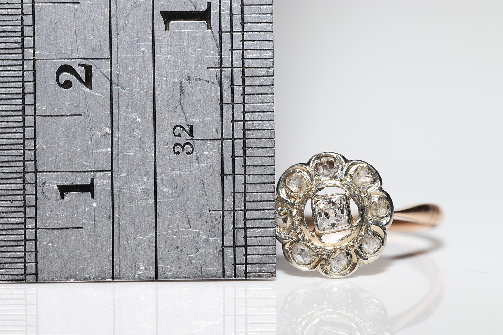 Bague cocktail ancienne des années 1900 en or 18 carats décorée de diamants naturels  en vente 1