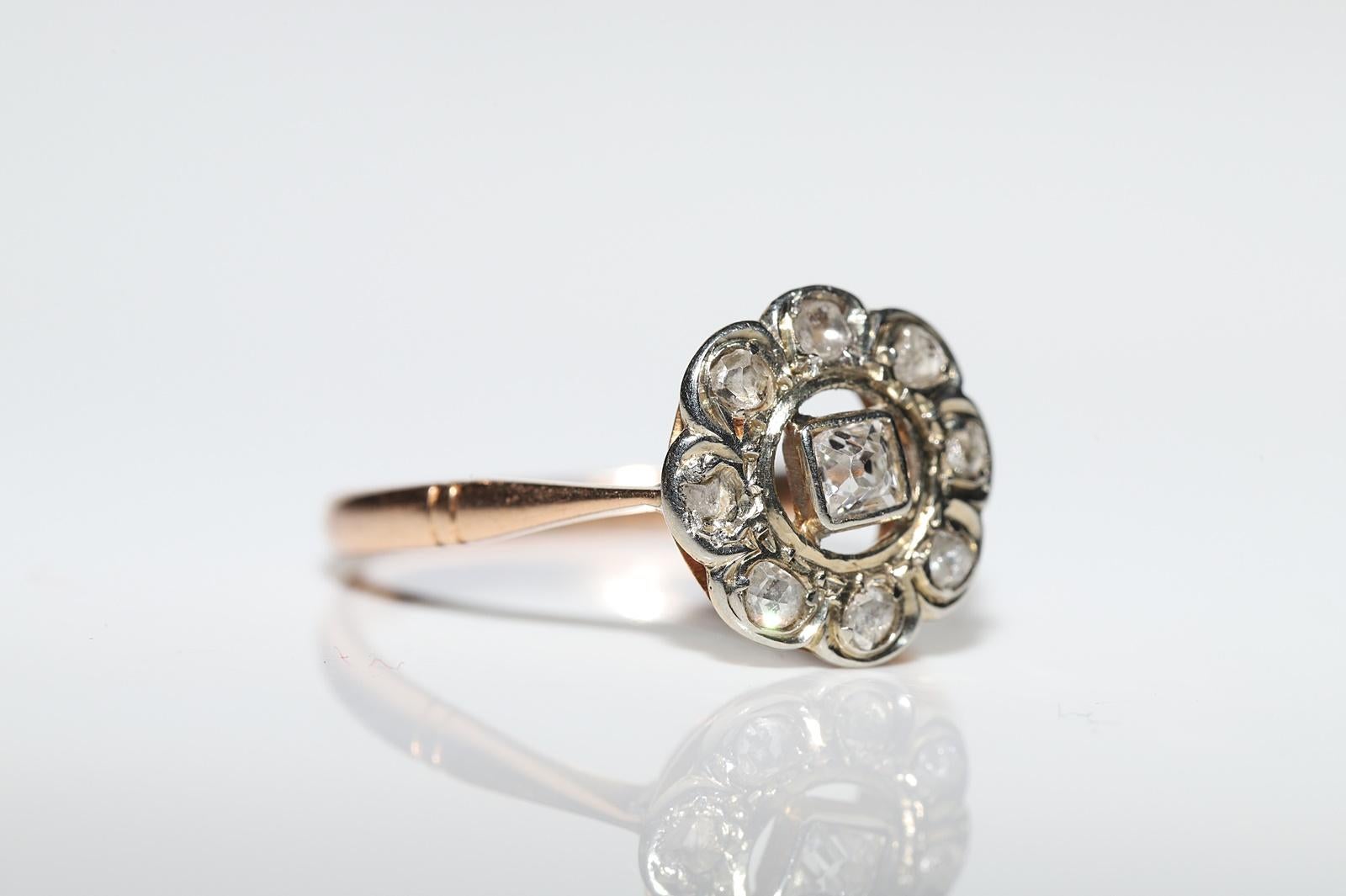 Antique Circa 1900s 18k Gold Natural Diamond Decorated Cocktail Ring  For Sale 2