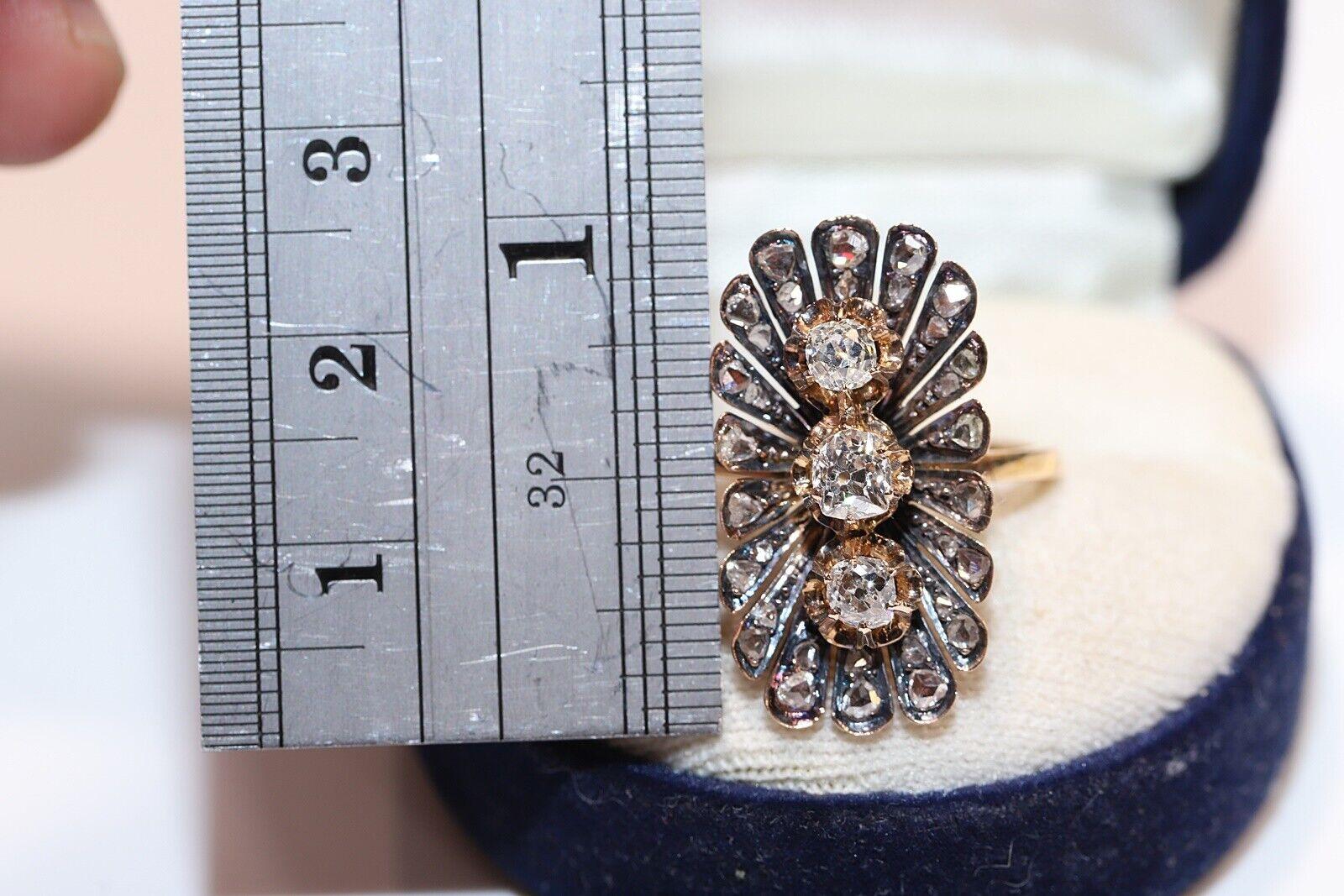 In very good condition.
Total weight is 6.6 grams.
Totally is old cut diamond 0.75 carat.
Totally is rose cut diamond  0.60 carat.
The diamond is has  is G-H color and vs-s1 clarity.
Ring size is US 7 (We offer free resizing)
We can make any