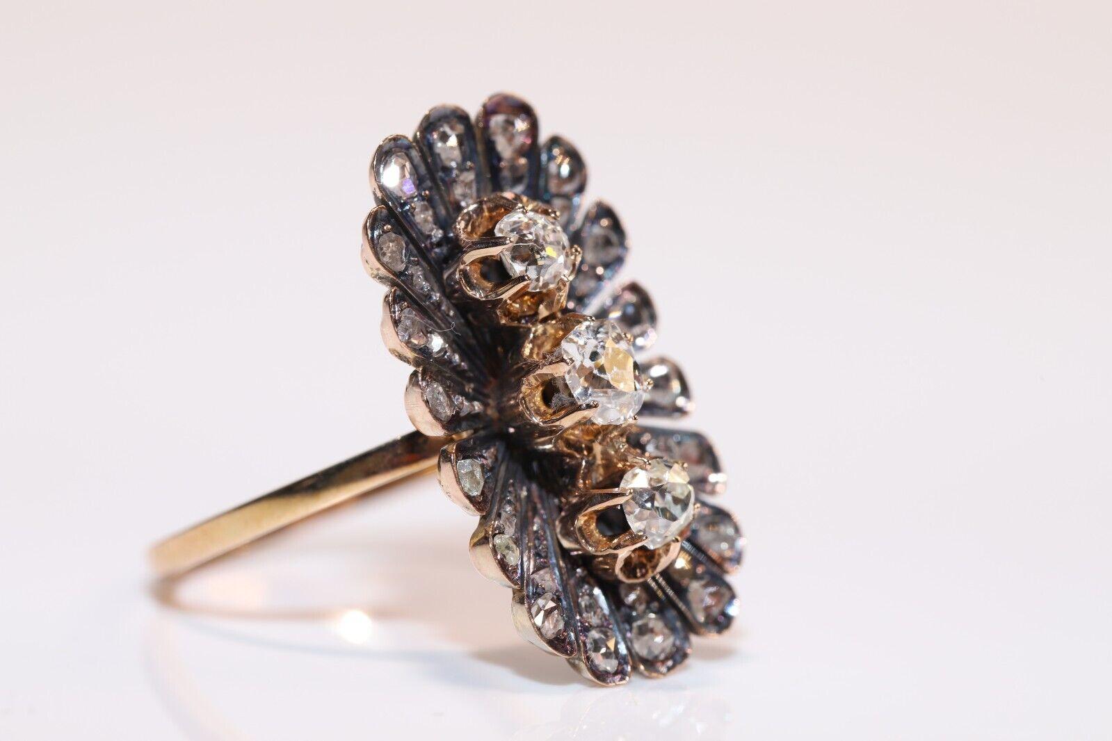Bague navette ancienne des années 1900 en or 18 carats décorée de diamants naturels  Pour femmes en vente