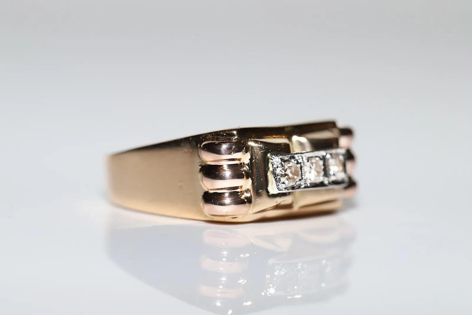 Taglio singolo Antico anello decorato con diamanti naturali in oro 18 carati del 1900 CIRCA in vendita