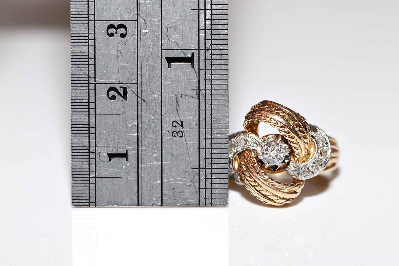 Taille simple Bague ancienne des années 1900 en or 18 carats décorée de diamants naturels en vente