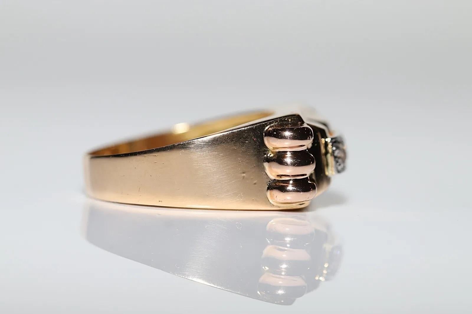 Bague ancienne des années 1900 en or 18 carats décorée de diamants naturels Bon état - En vente à Fatih/İstanbul, 34