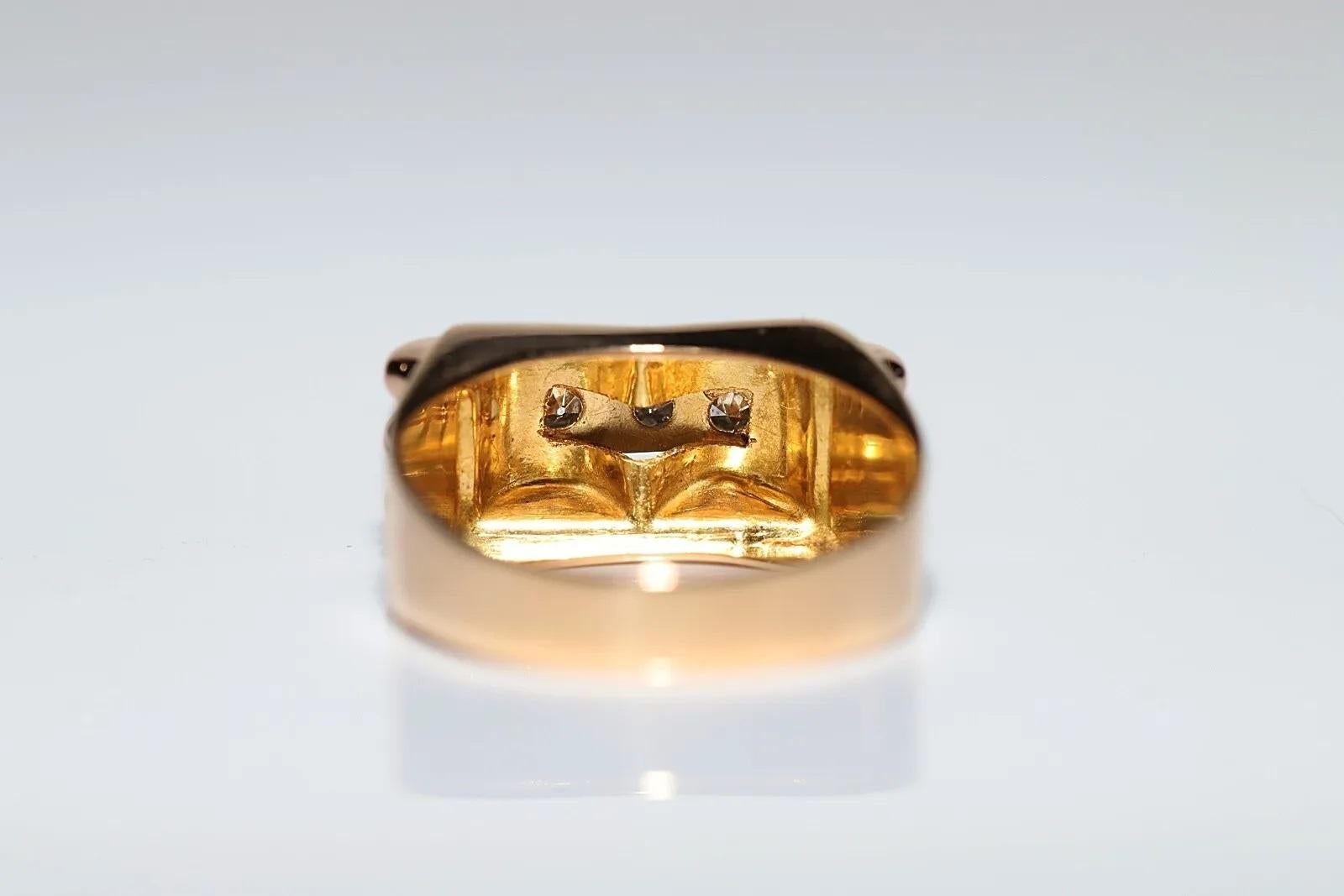 Donna Antico anello decorato con diamanti naturali in oro 18 carati del 1900 CIRCA in vendita