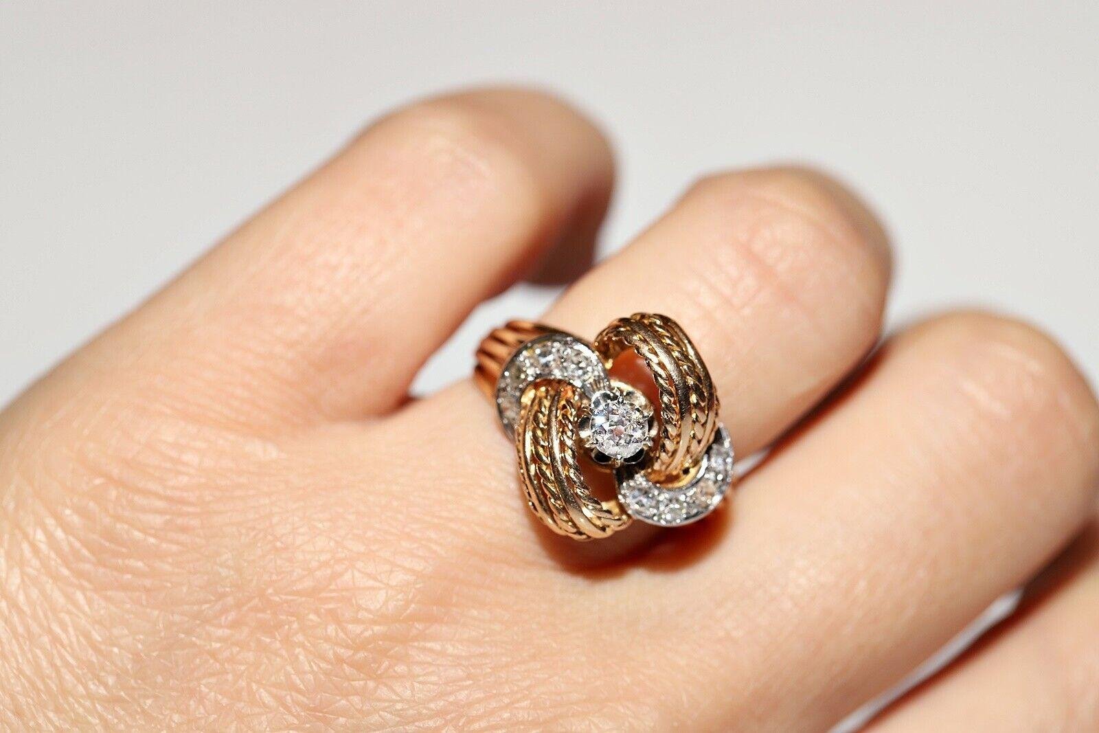 Donna Antico anello decorato con diamanti naturali in oro 18 carati del 1900 CIRCA in vendita