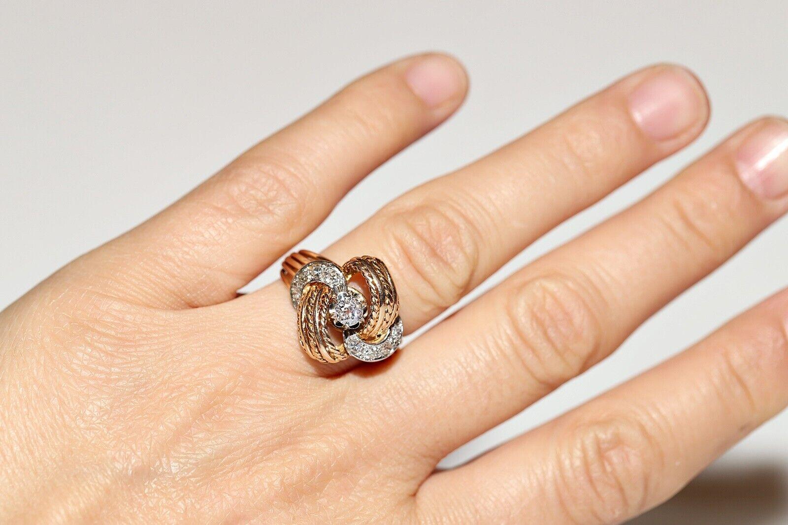 Antico anello decorato con diamanti naturali in oro 18 carati del 1900 CIRCA in vendita 1