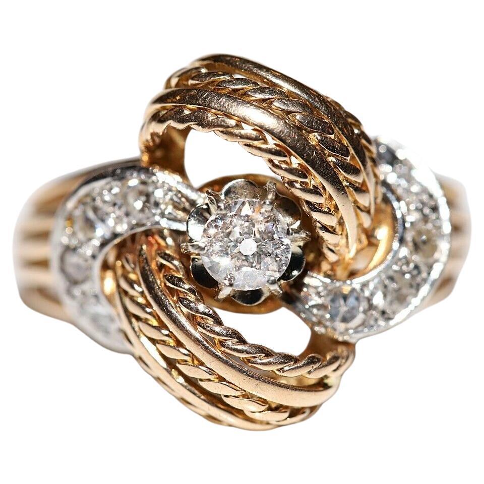 Antiker 18 Karat Gold natürlicher Diamant-Dekorierter Ring, um 1900er Jahre