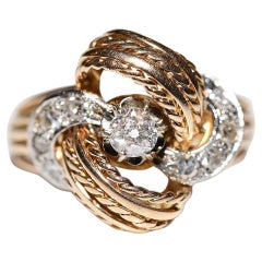Antiker 18 Karat Gold natürlicher Diamant-Dekorierter Ring, um 1900er Jahre