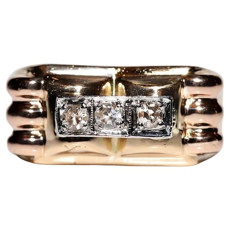 Bague ancienne des années 1900 en or 18 carats décorée de diamants naturels