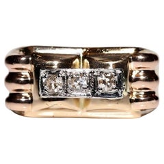 Antique Circa 1900s 18k Gold Natural Diamond Decorated Ring