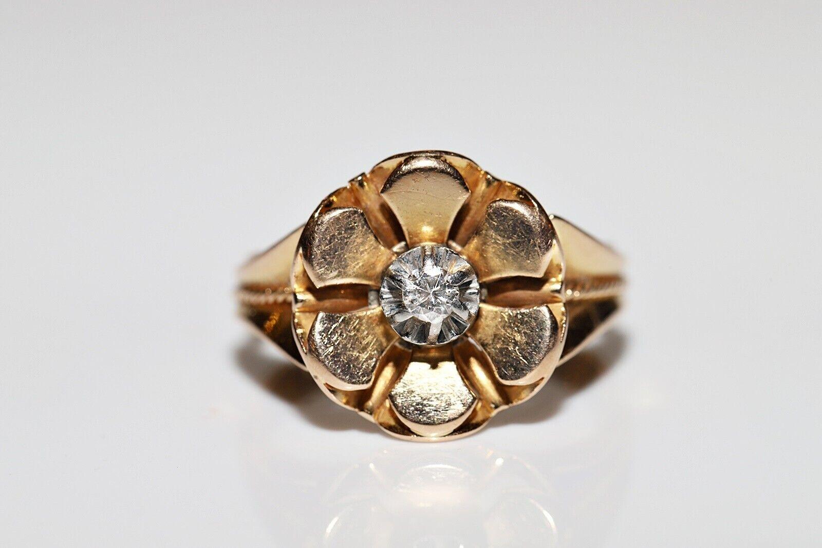 In very good condition.
Total weight is  4.9 grams.
Totally is diamond 0.05 carat.
The diamond is has H color and vs clarity.
Ring size is US 7.8 (We offer free resizing)
We can make any size.
Box is not included.
Please contact for any questions.