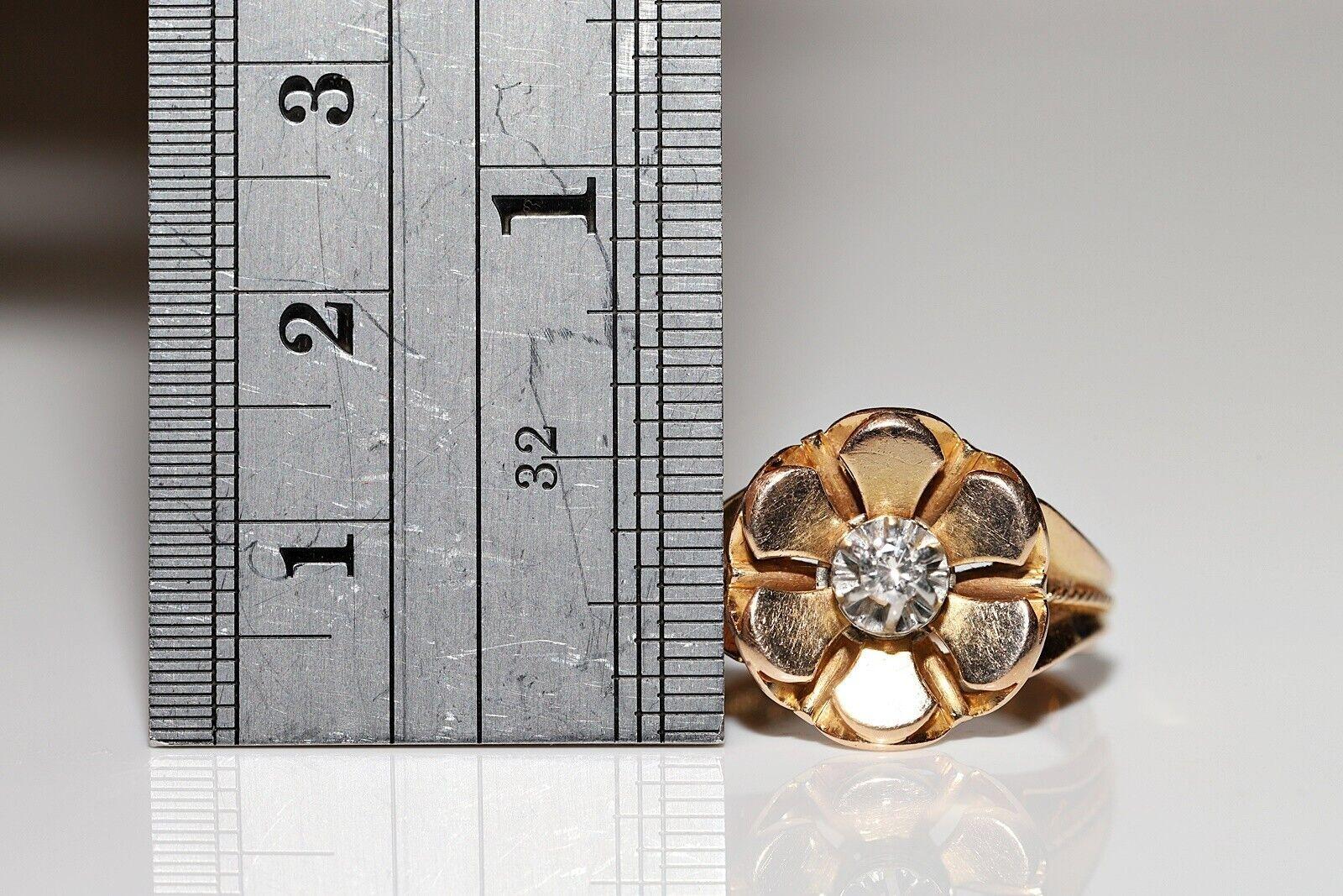 Antiguo anillo de compromiso solitario decorado con diamantes naturales en oro de 18 quilates de la década de 1900 en Bueno estado para la venta en Fatih/İstanbul, 34