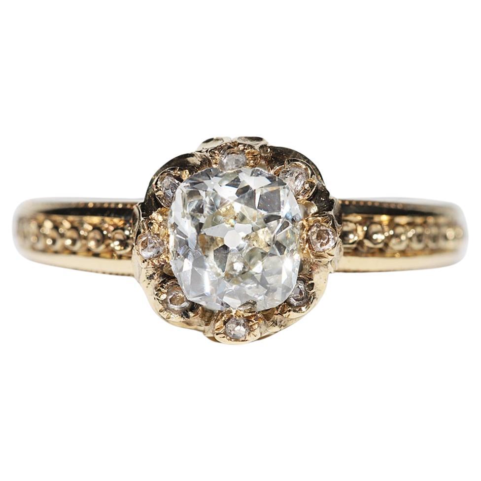 Antique Circa 1900s 18k Gold Natural Diamond Decorated Solitaire Ring ...
