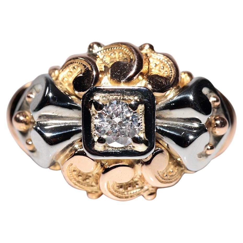 Antique Circa 1900s 18k Gold Natural Diamond Decorated Solitaire Ring ...