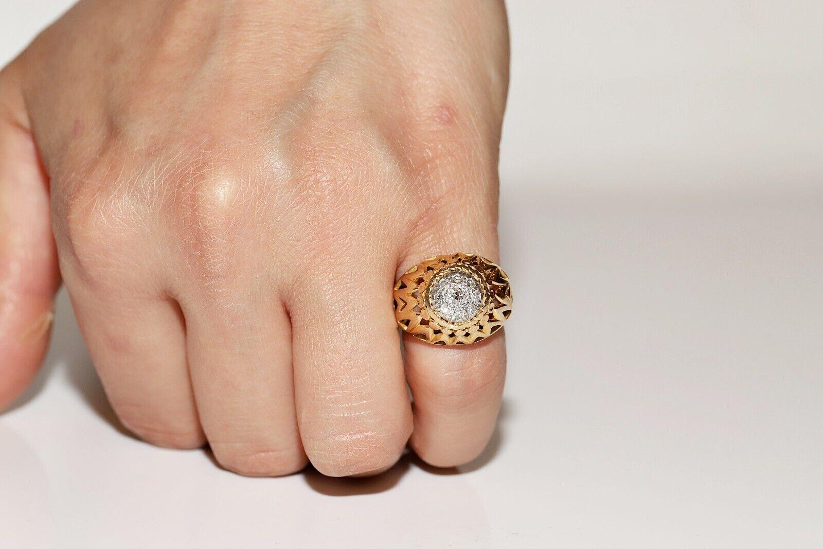 Antique Circa 1900s 18k Gold Natural Diamond Decorated Strong Ring For Sale 5
