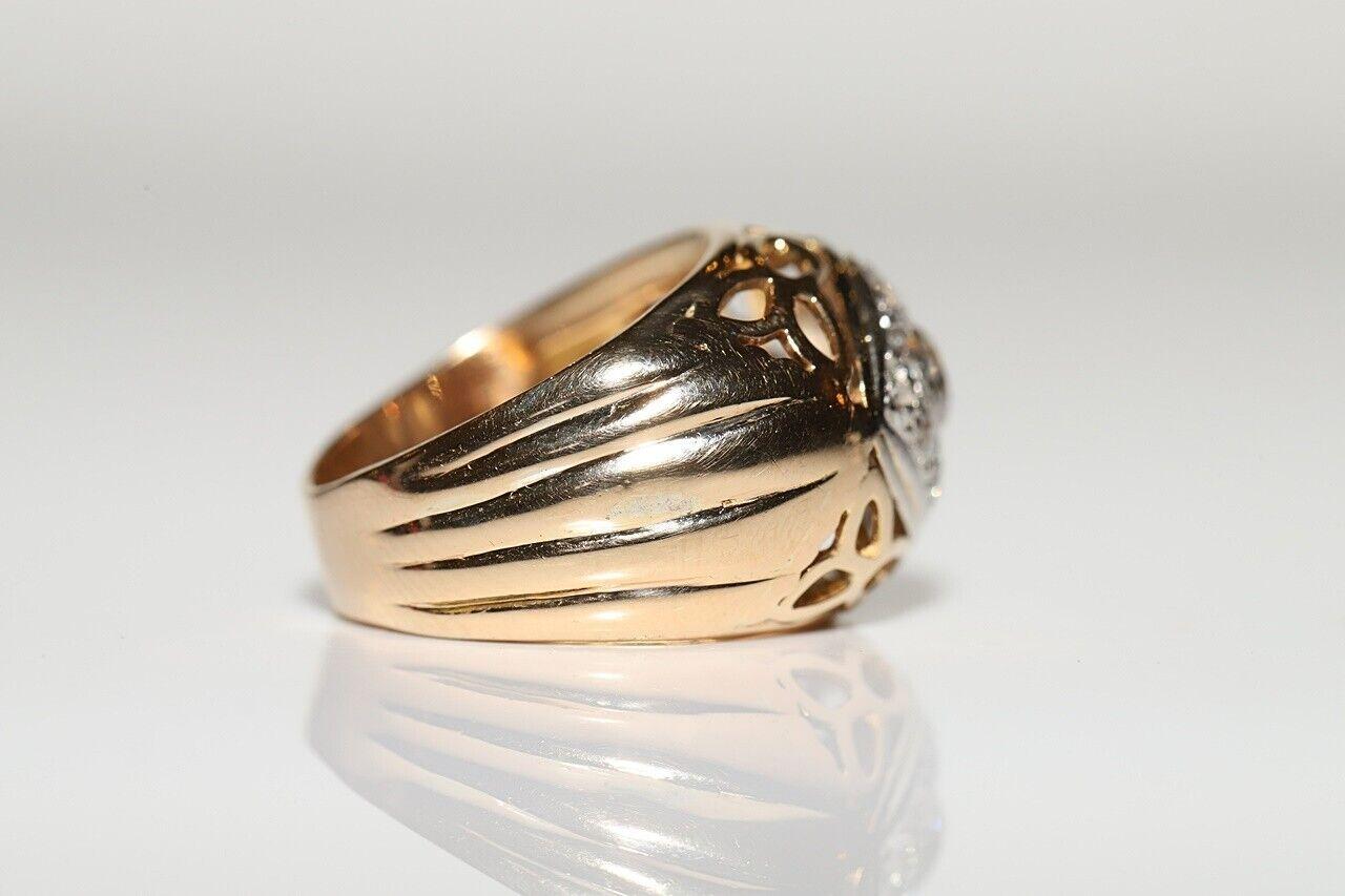 Victorien Ancienne bague solide en or 18 carats décorée de diamants naturels, datant des années 1900 en vente