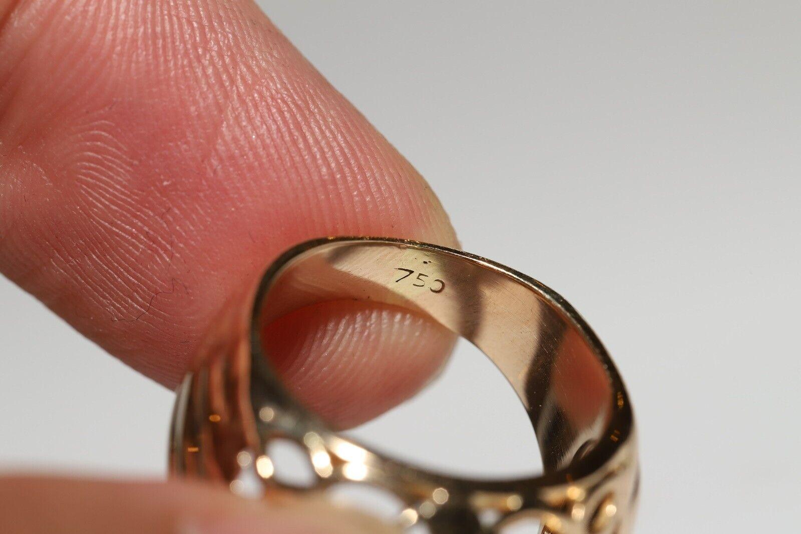 Antique Circa 1900s 18k Gold Natural Diamond Decorated Strong Ring In Good Condition For Sale In Fatih/İstanbul, 34