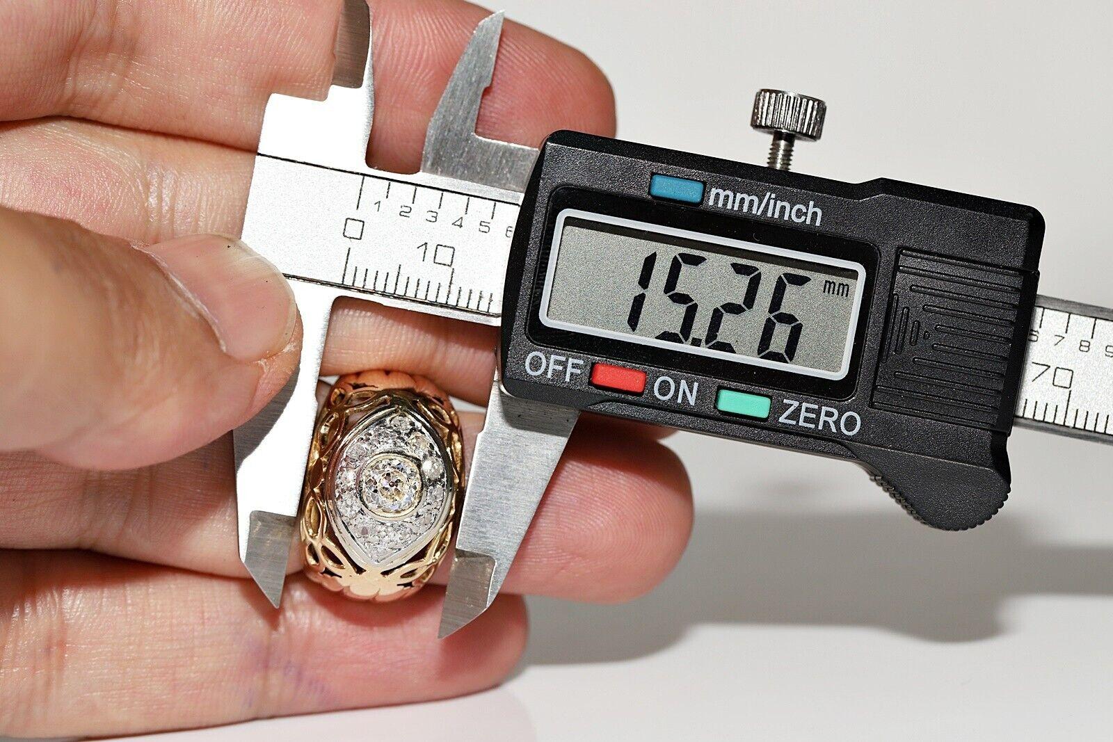 Ancienne bague solide en or 18 carats décorée de diamants naturels, datant des années 1900 en vente 1