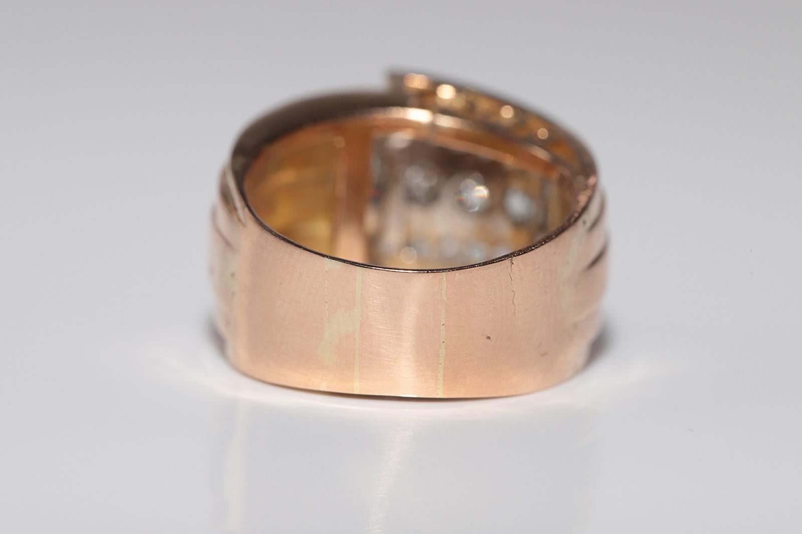 Ancienne bague Tank des années 1900 en or 18 carats décorée de diamants naturels en vente 4