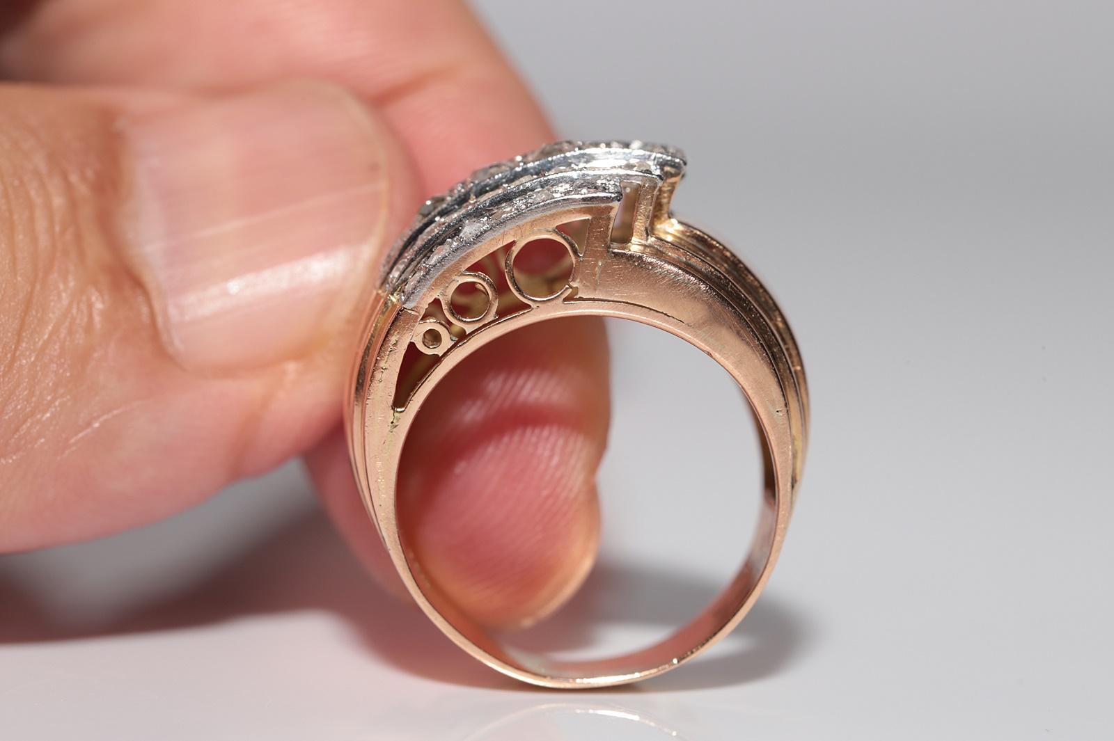 Ancienne bague Tank des années 1900 en or 18 carats décorée de diamants naturels en vente 5