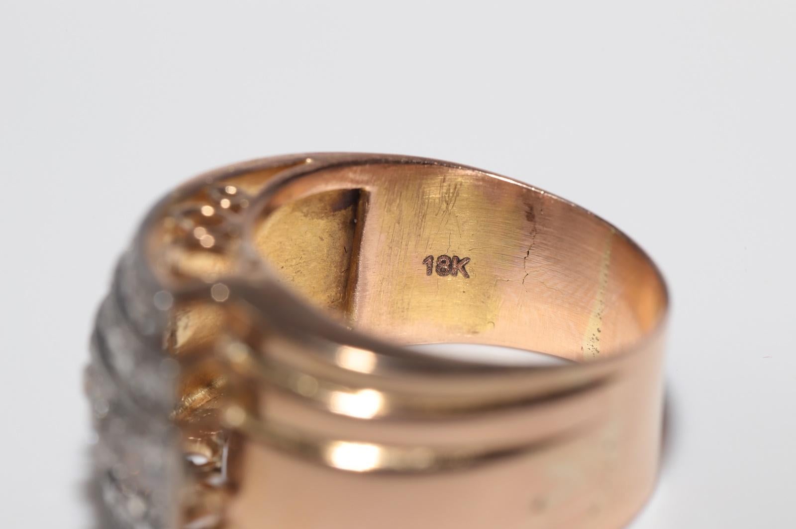 Ancienne bague Tank des années 1900 en or 18 carats décorée de diamants naturels en vente 6