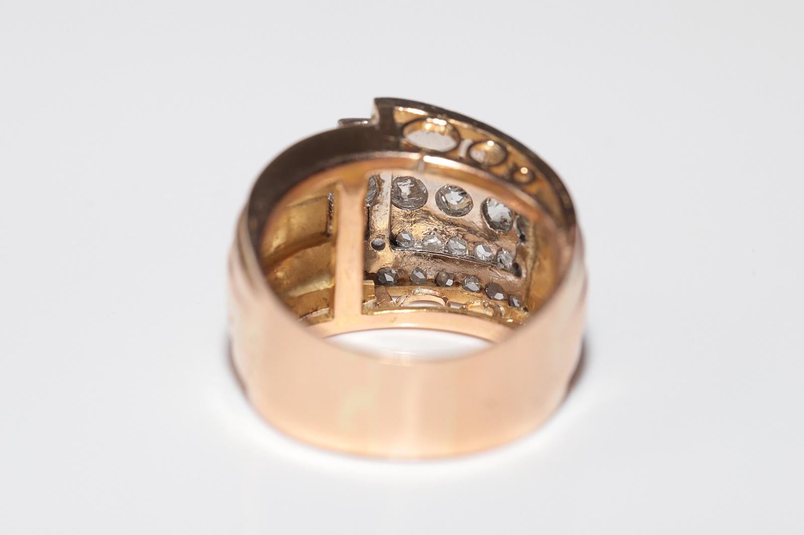 Ancienne bague Tank des années 1900 en or 18 carats décorée de diamants naturels en vente 7