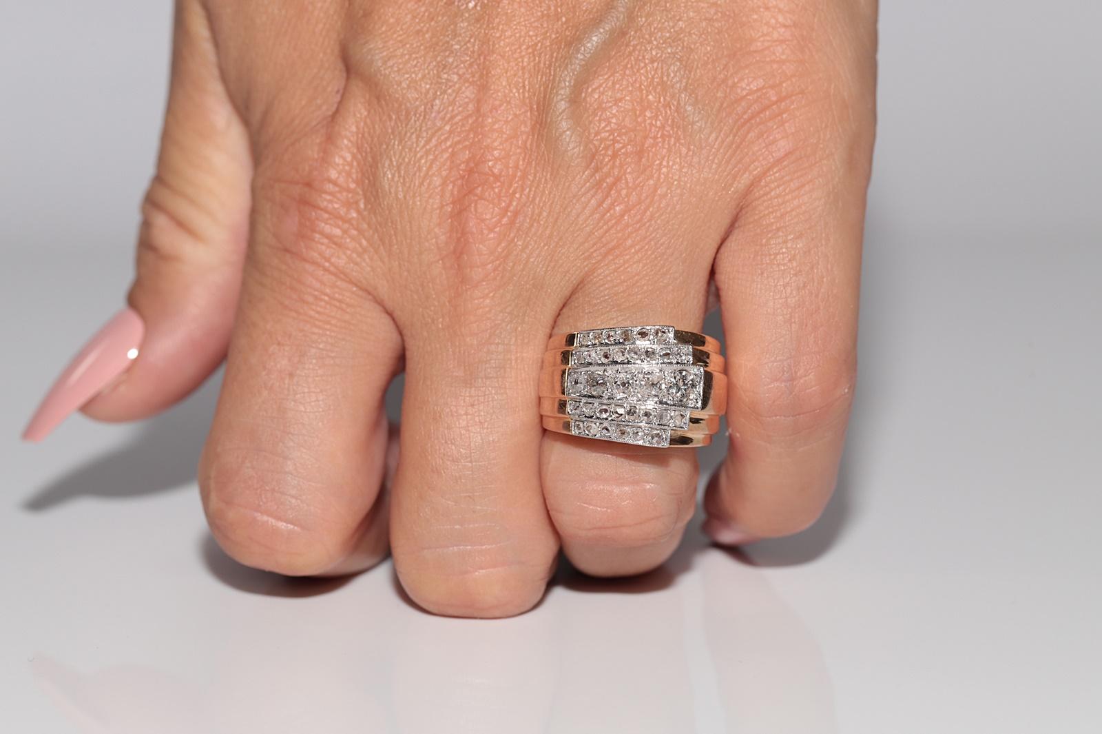 Victorien Ancienne bague Tank des années 1900 en or 18 carats décorée de diamants naturels en vente